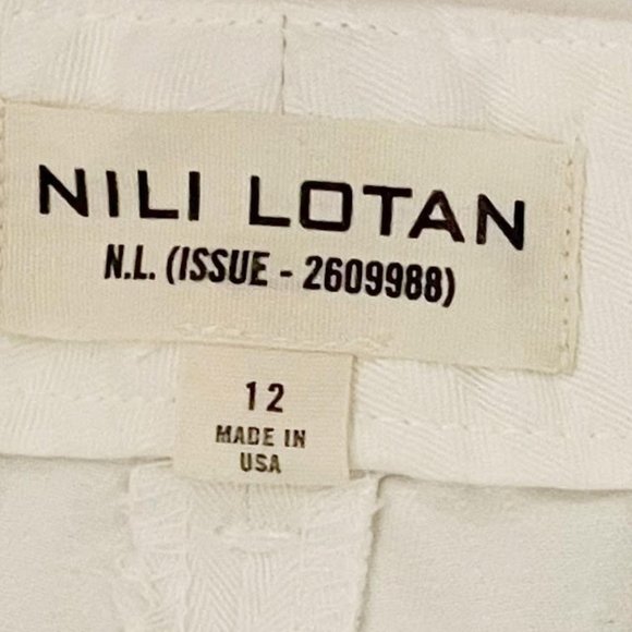 Nili Lotan Size 12 White Wide Leg Striped Cotton Jeans - Picture 4 of 7